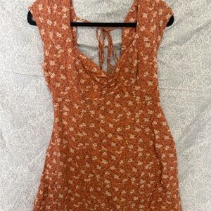 Aeropostale Rust Floral Backless Tie-Back Dress